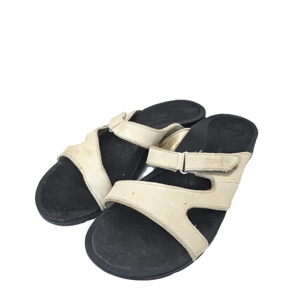 ABEO Womens Sandals Comfort Beige Leather slip ons Orthotic Loma strap